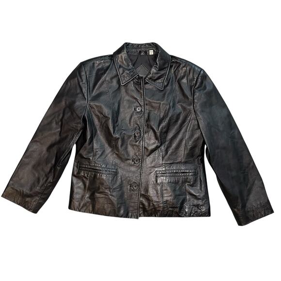 Preston York Genuine Leather Jacket Women Size S Petite Grunge Biker Streetwear - Picture 1 of 13